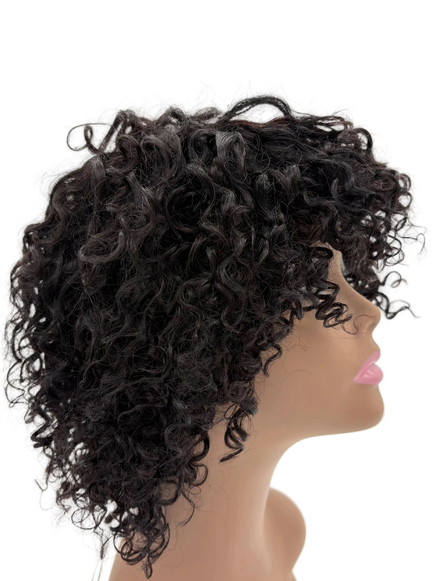 Short curly bob wig detail