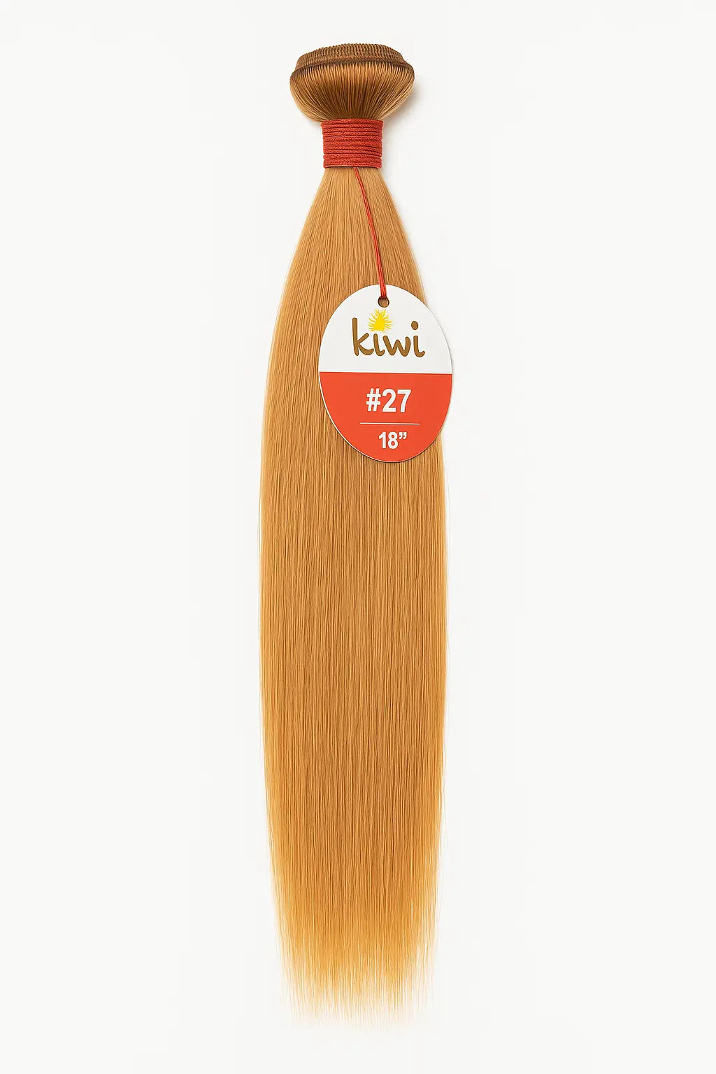 KIWI 18 inch #27 blonde straight human hair bundle with tag and red string – silky texture, perfect for sew in extensions