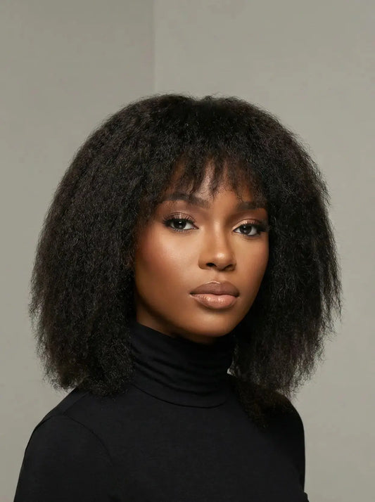 Easy-Go Kinky Straight Wig with Bangs KIWI HAIR BEAUTY