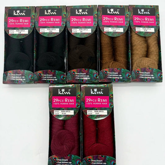 KIWI® 29PCS Set – Human Hair Pixie Cut Quick Weave with Swirl Closure KIWI HAIR BEAUTY