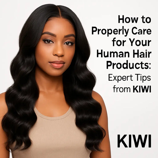 Black woman wearing KIWI human hair wig – care tips and styling advice