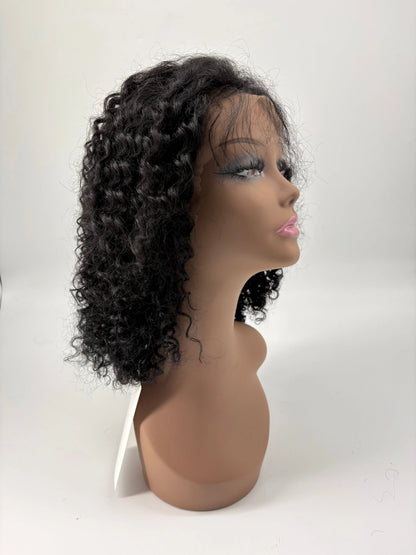 14" Curly Human Hair Lace Front Wig – Color 1 Black KIWI HAIR BEAUTY