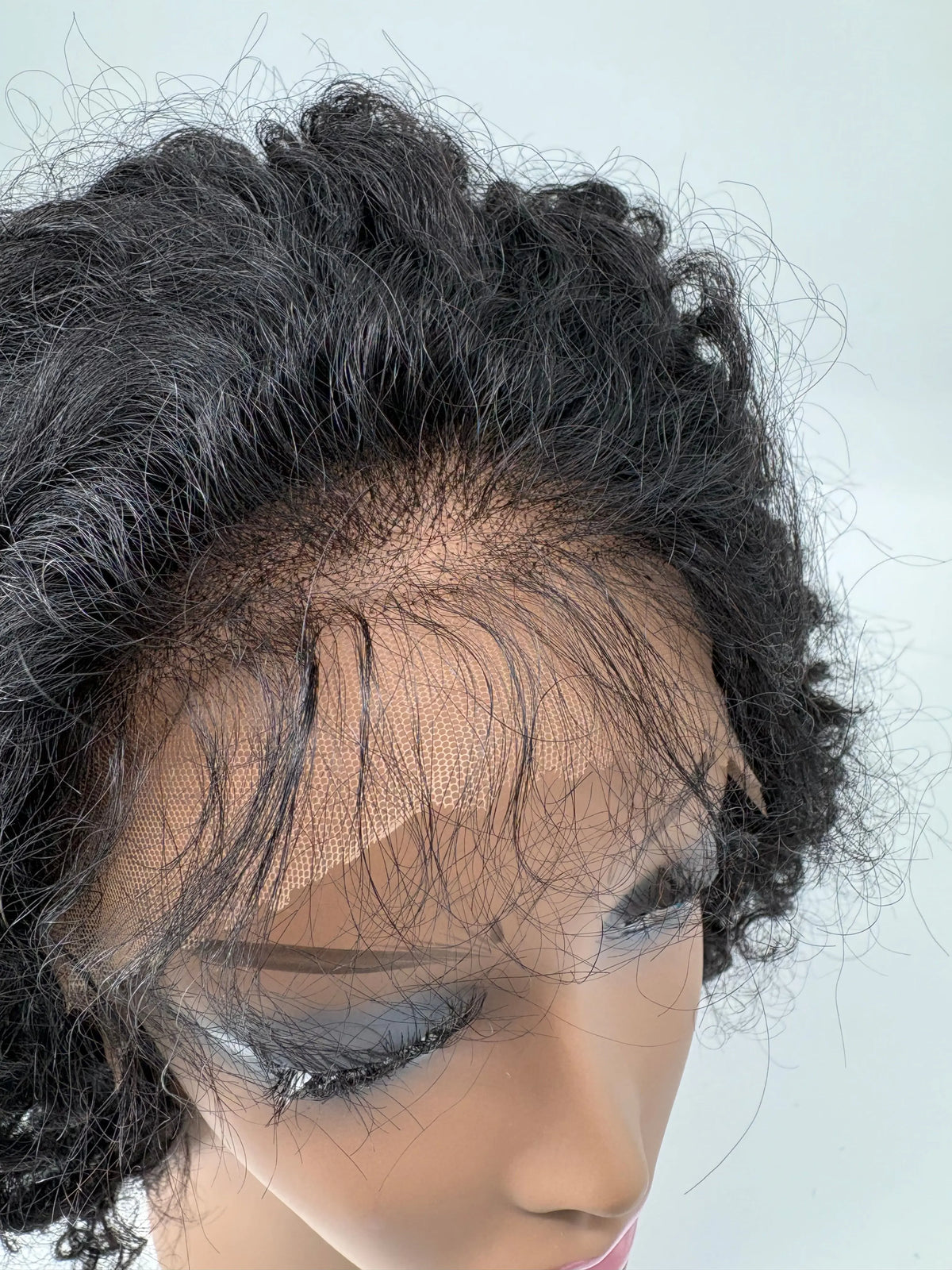 14" Curly Human Hair Lace Front Wig – Color 1 Black KIWI HAIR BEAUTY