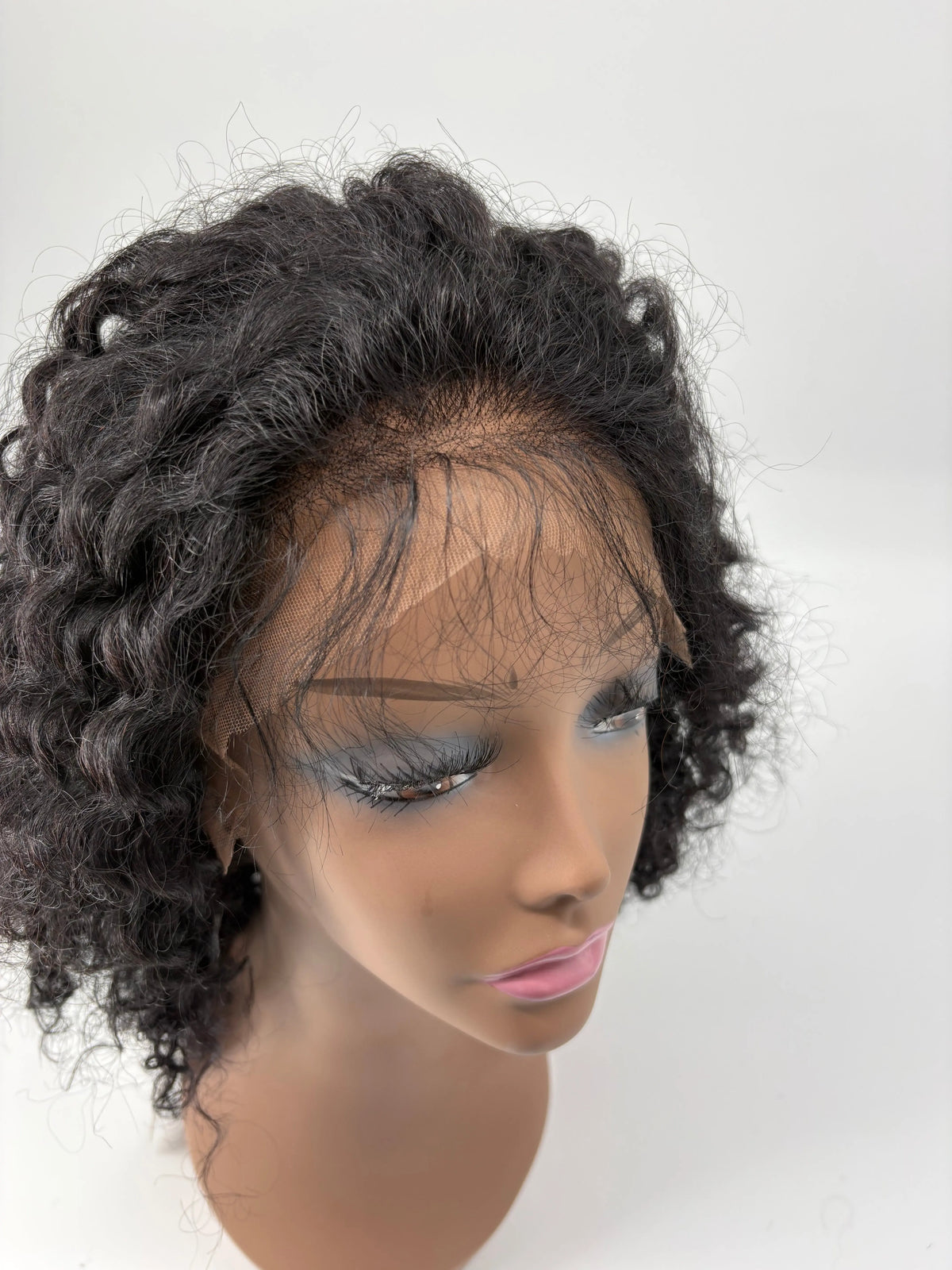14" Curly Human Hair Lace Front Wig – Color 1 Black KIWI HAIR BEAUTY