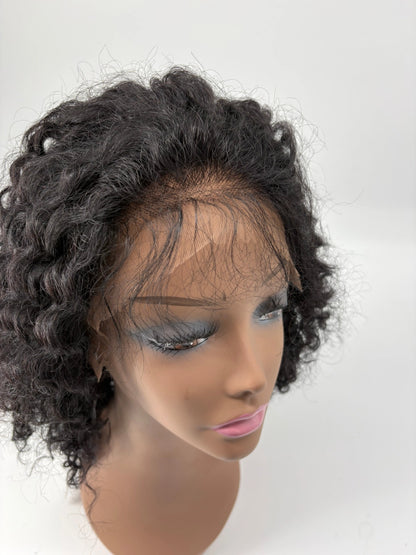 14" Curly Human Hair Lace Front Wig – Color 1 Black KIWI HAIR BEAUTY