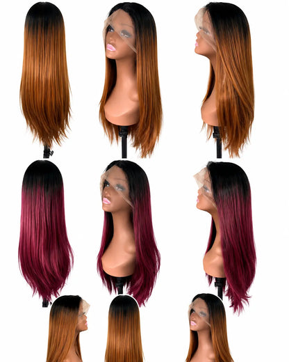 24" Straight Synthetic Lace Front Wig (3 Colors) KIWI HAIR BEAUTY