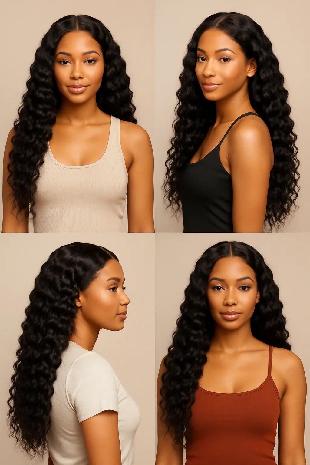 Human hair deep weave sew in hair of hair beauty woman