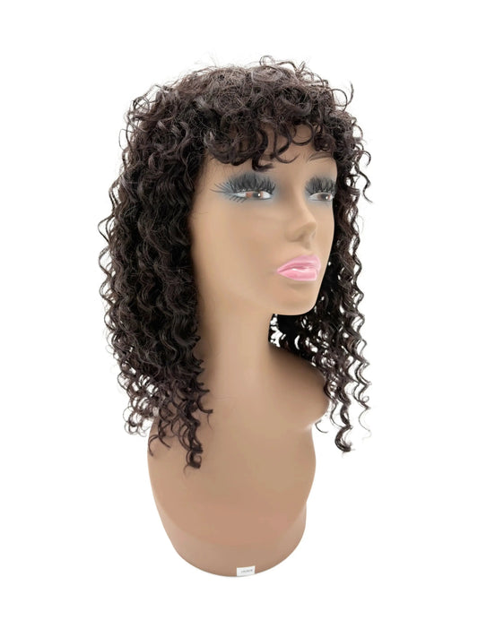 Easy-Go Short Curly Bang Wig – Natural Curly Fringe Look KIWI HAIR BEAUTY