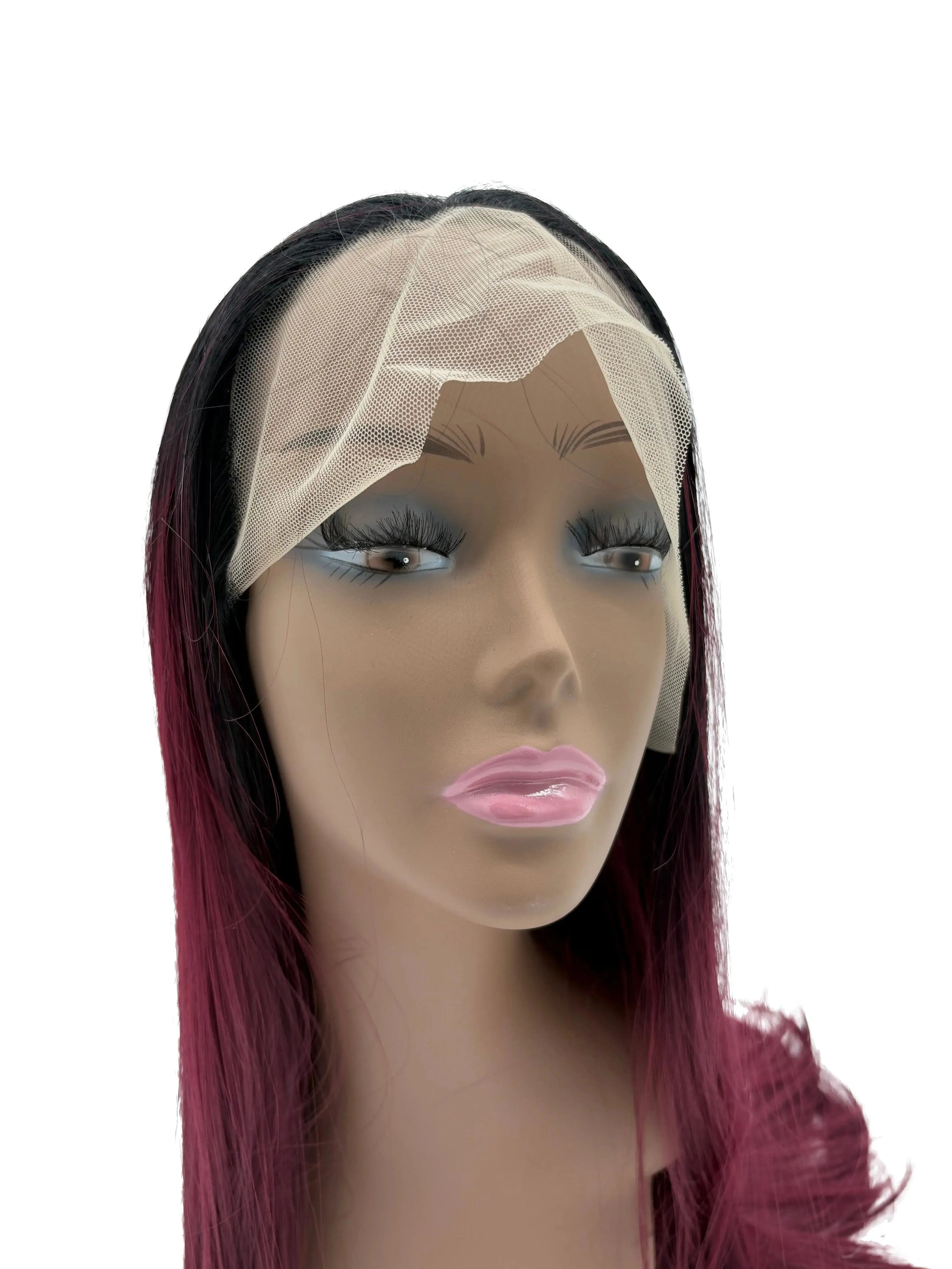 24” T1B/Red Synthetic Lace Frontal Wig KIWI HAIR BEAUTY