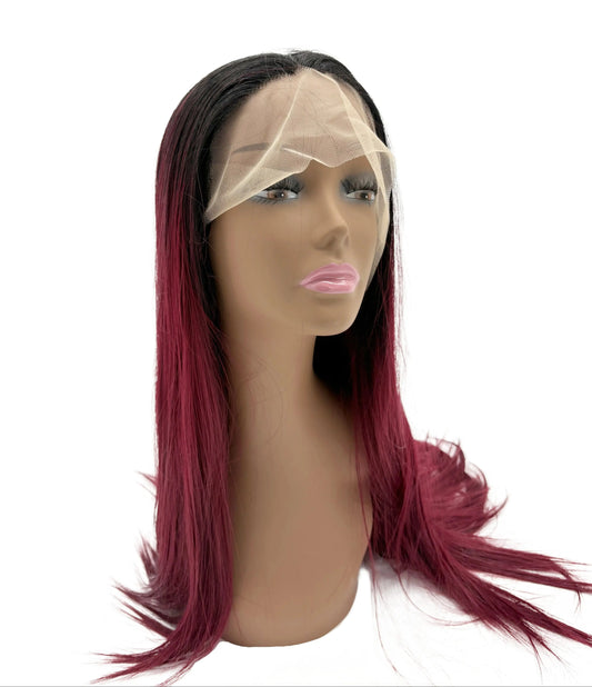 24” T1B/Red Synthetic Lace Frontal Wig KIWI HAIR BEAUTY