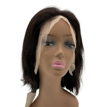 Mannequin head with a wig on a white background