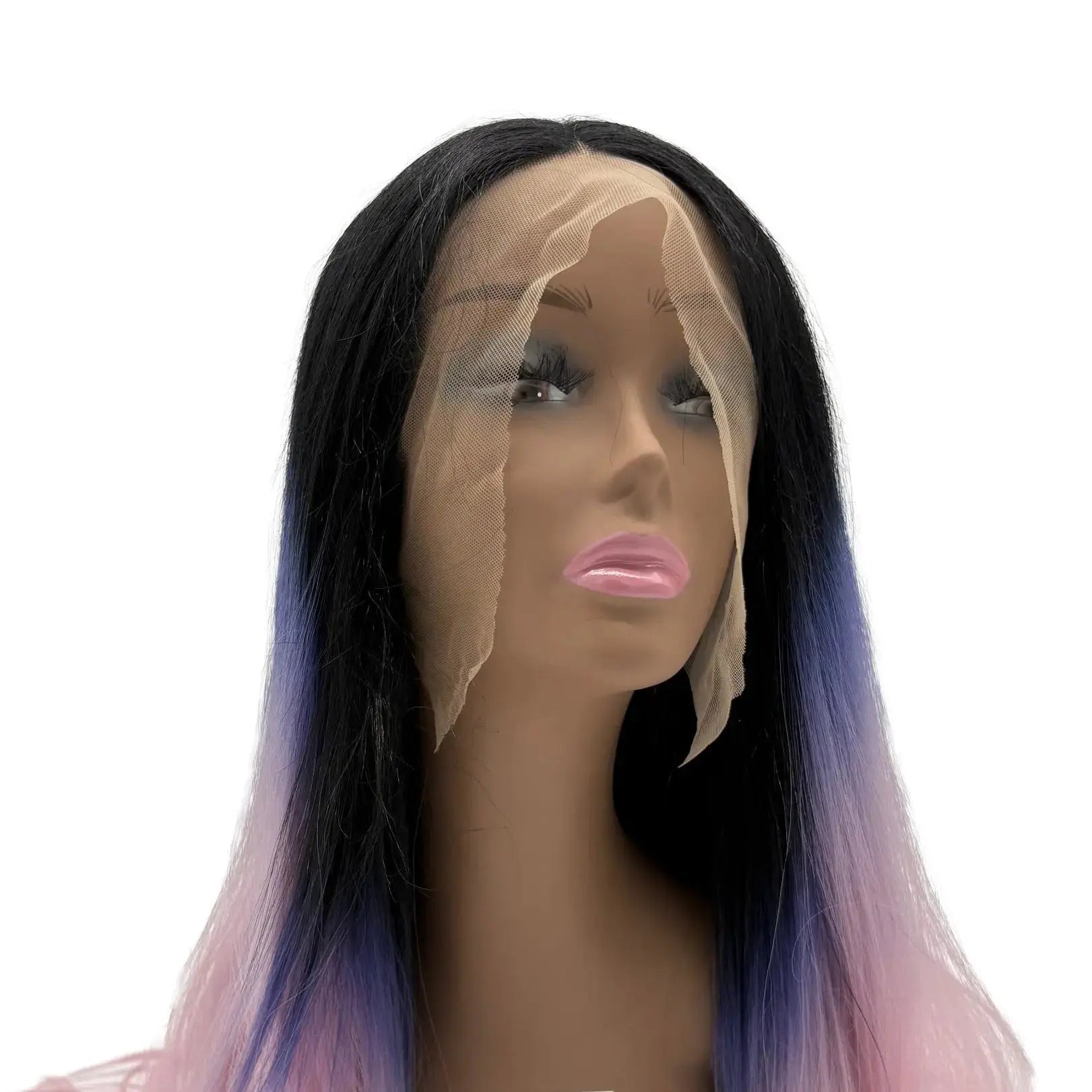 24 Inch Ombre Lace Front Wig: Black, Purple, Pink Heat Resistant Synthetic Hair KIWI HAIR BEAUTY