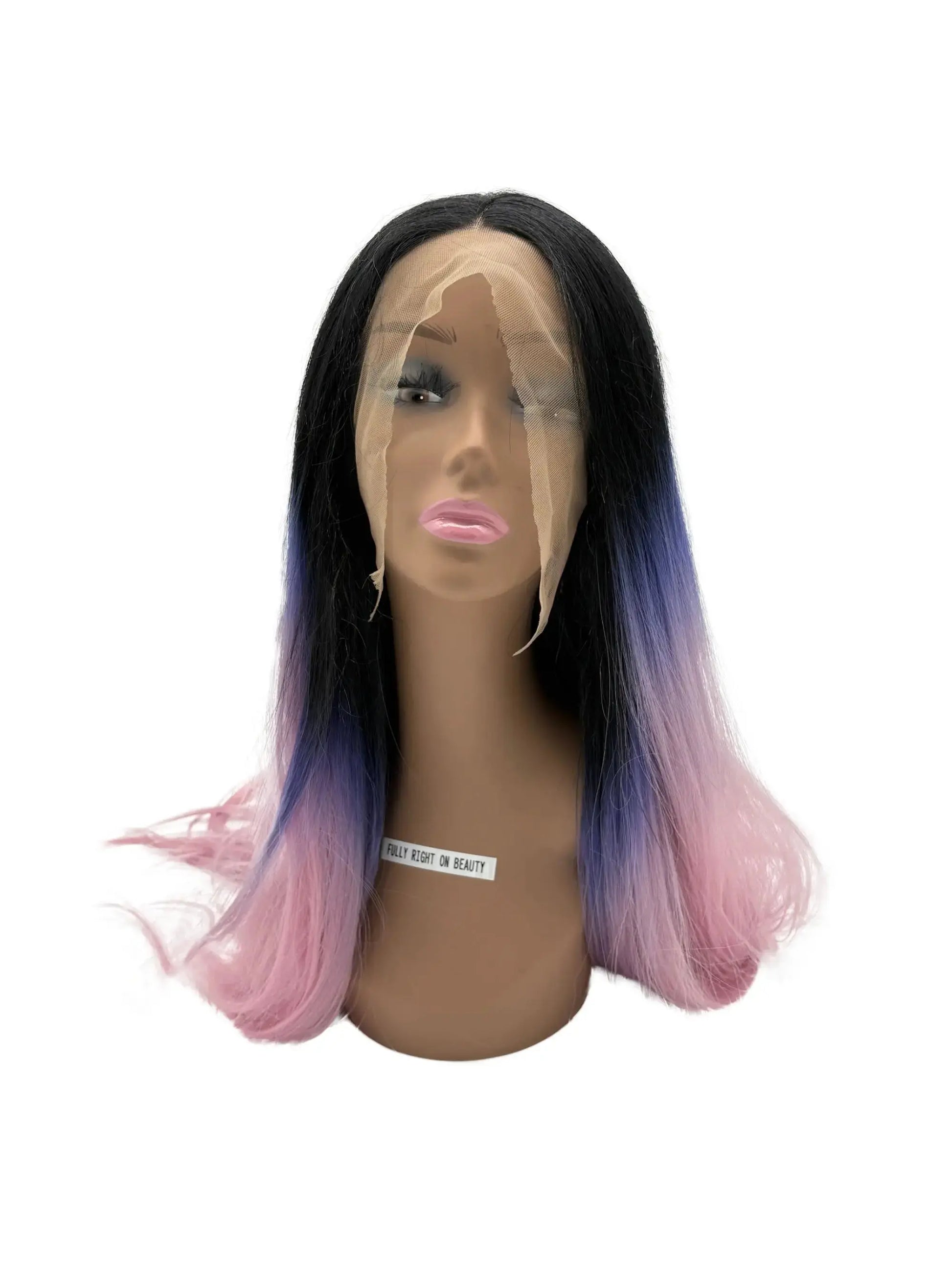 24 Inch Ombre Lace Front Wig: Black, Purple, Pink Heat Resistant Synthetic Hair KIWI HAIR BEAUTY