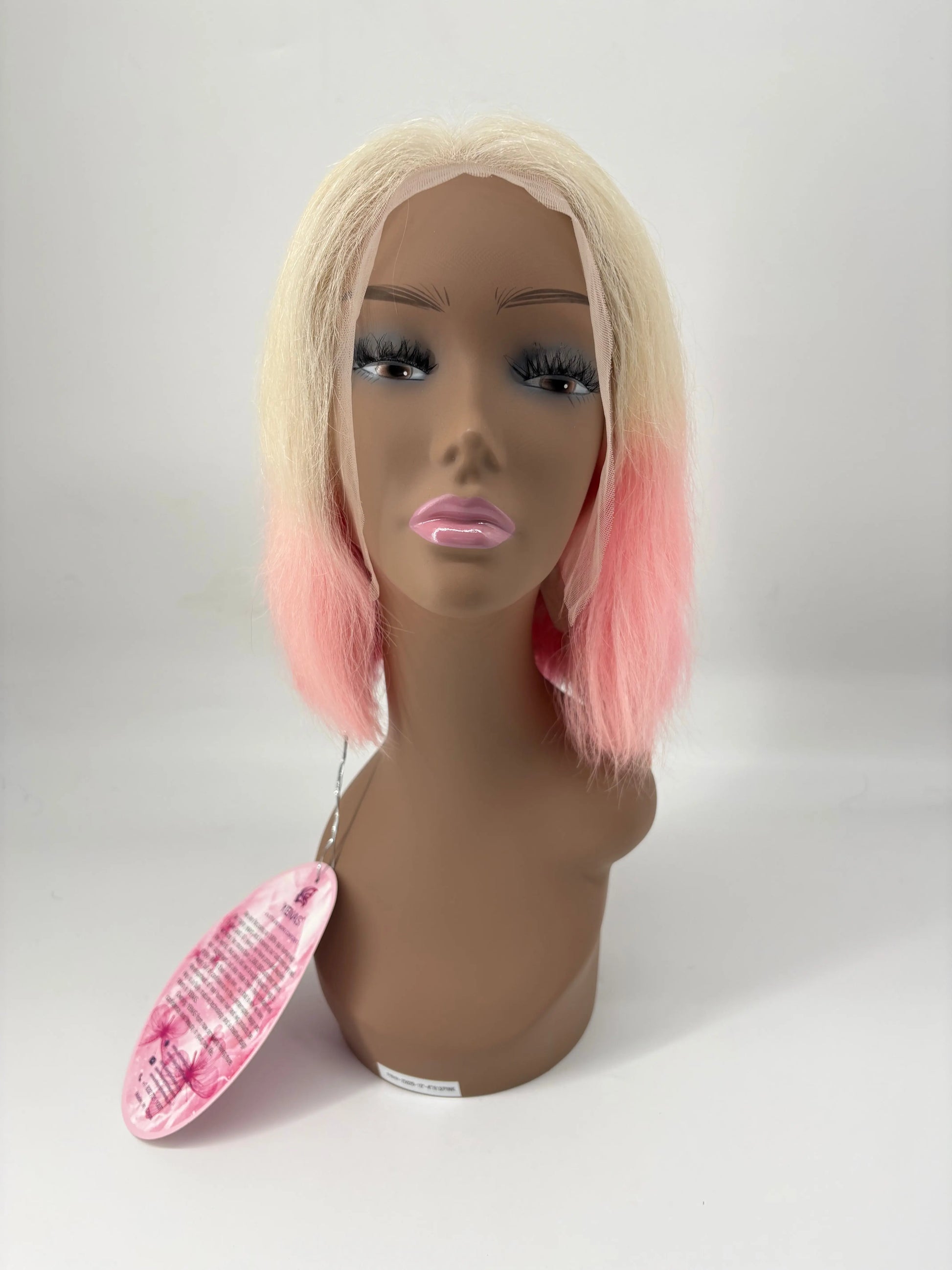 Ombre Lace Front Bob Wig – Pink Lemonade Blonde – 10” KIWI HAIR BEAUTY