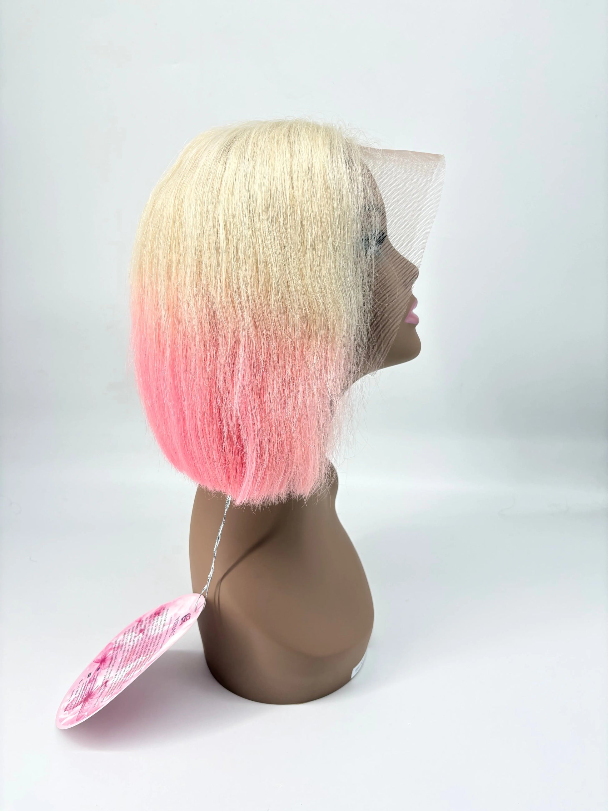 Ombre Lace Front Bob Wig – Pink Lemonade Blonde – 10” KIWI HAIR BEAUTY