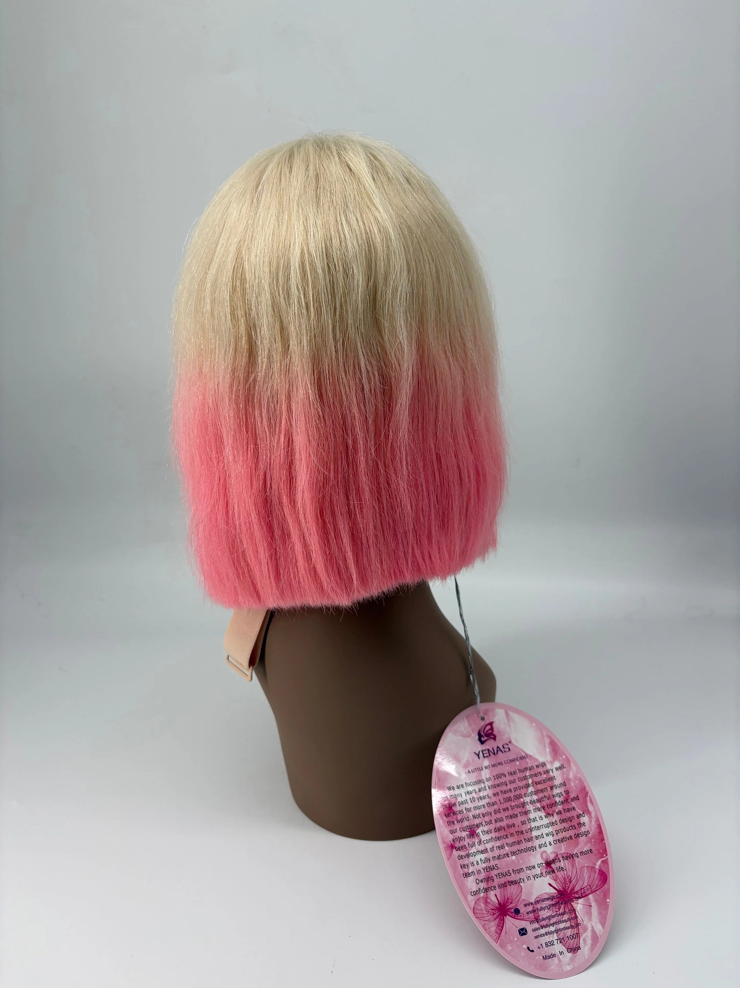 Ombre Lace Front Bob Wig – Pink Lemonade Blonde – 10” KIWI HAIR BEAUTY