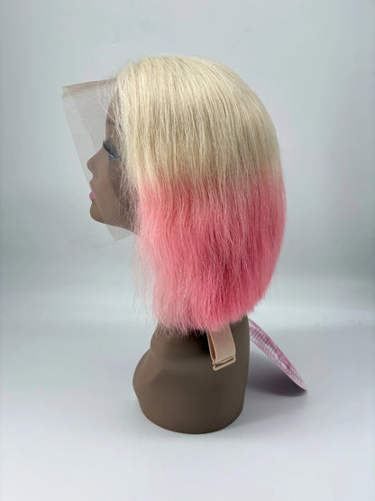 Ombre Lace Front Bob Wig – Pink Lemonade Blonde – 10” KIWI HAIR BEAUTY