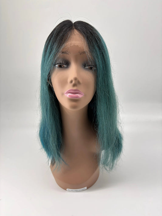 Ombre Lace Front Bob Wig – Blue-Green – 10” KIWI HAIR BEAUTY