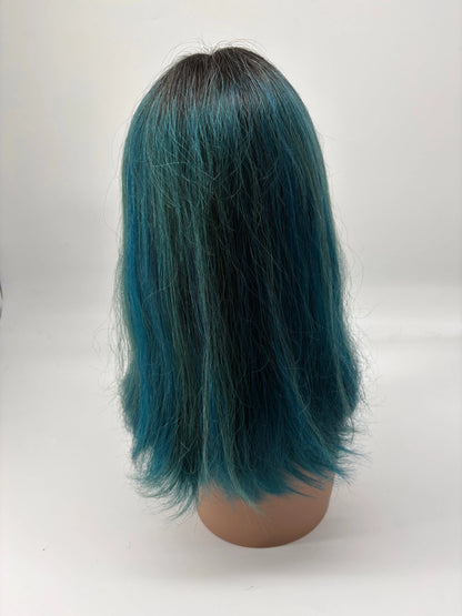 Ombre Lace Front Bob Wig – Blue-Green – 10” KIWI HAIR BEAUTY