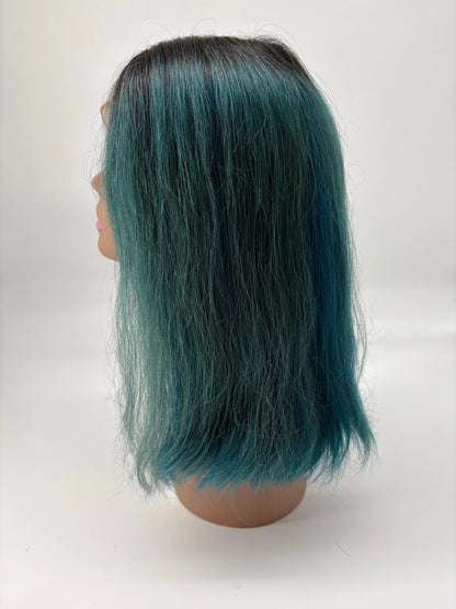 Ombre Lace Front Bob Wig – Blue-Green – 10” KIWI HAIR BEAUTY