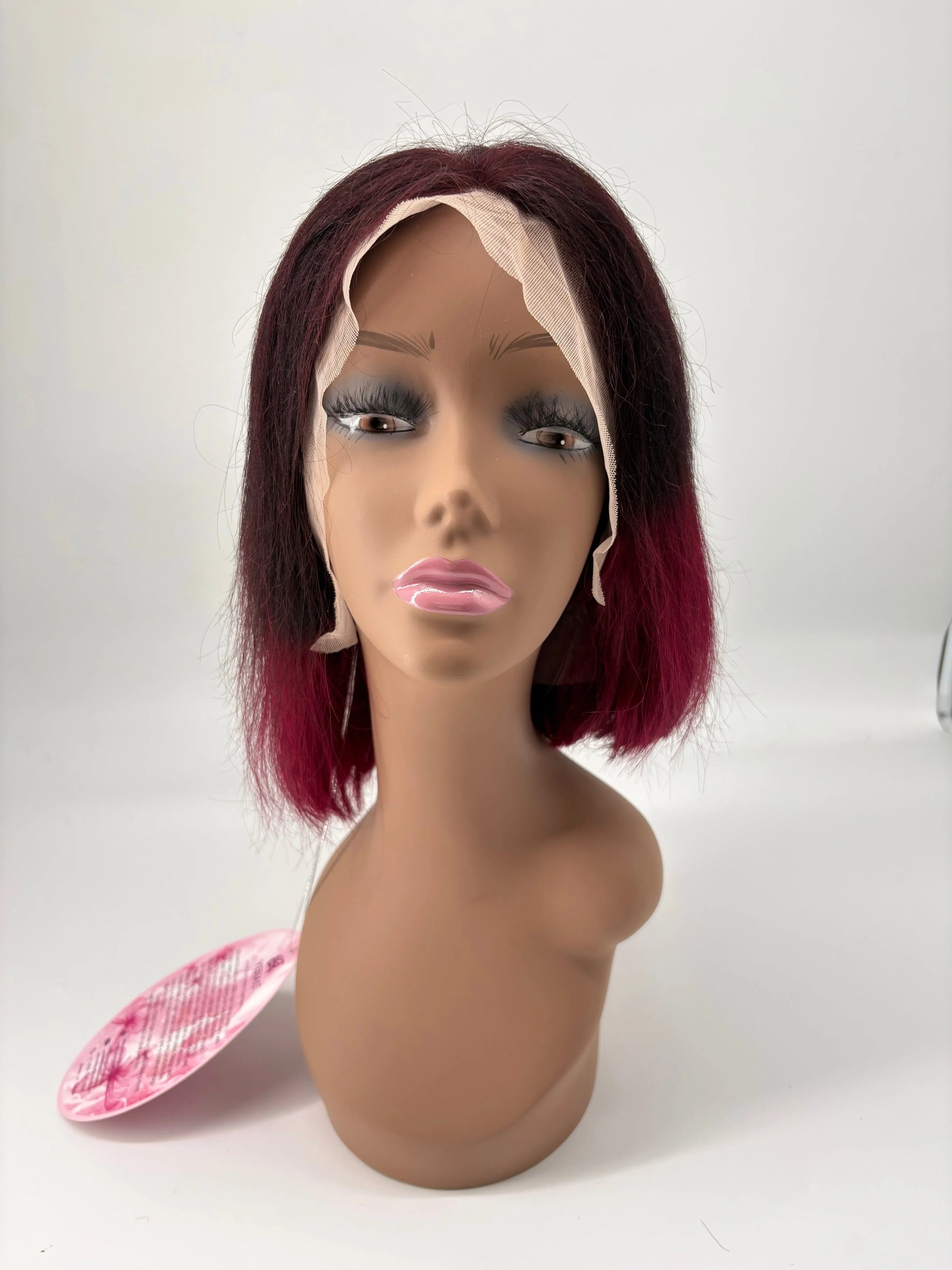 Ombre Lace Front Bob Wig – T1B/Burgundy – 10” KIWI HAIR BEAUTY