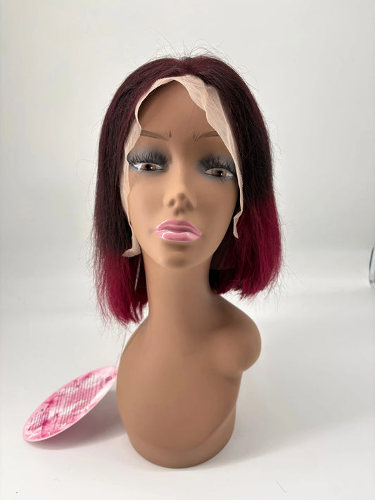 Ombre Lace Front Bob Wig – T1B/Burgundy – 10” KIWI HAIR BEAUTY
