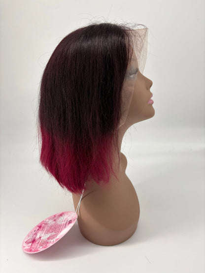 Ombre Lace Front Bob Wig – T1B/Burgundy – 10” KIWI HAIR BEAUTY
