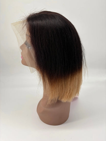 Ombre Lace Front Bob Wig – T1B/27 Natural Black & Honey Blonde – 10” KIWI HAIR BEAUTY