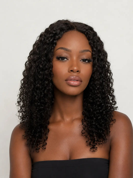 Shoulder-Length Jerry Curly Lace Wig – Natural Curly Human Hair Look KIWI HAIR BEAUTY