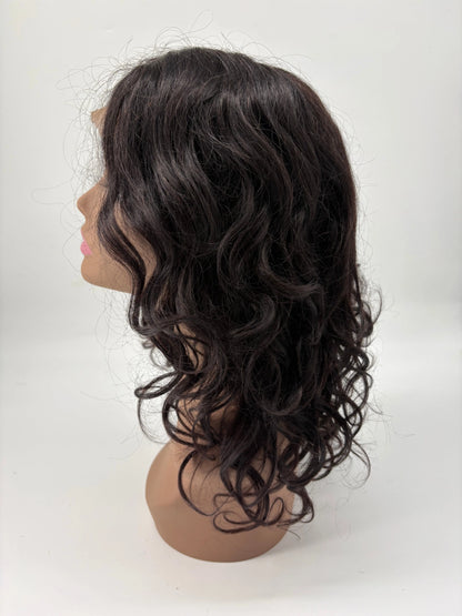 Cindy – Natural Black Wavy Human Hair Lace Front Wig KIWI HAIR BEAUTY