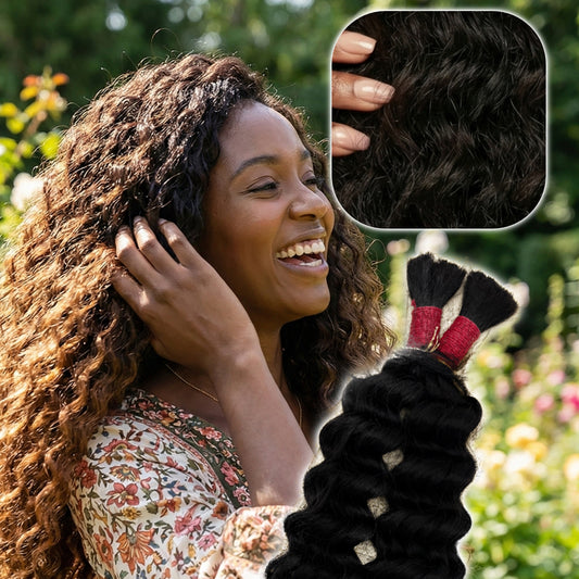 KIWI® Deep Wave Bulk Human Hair for Braiding – Natural Bohemian Curls