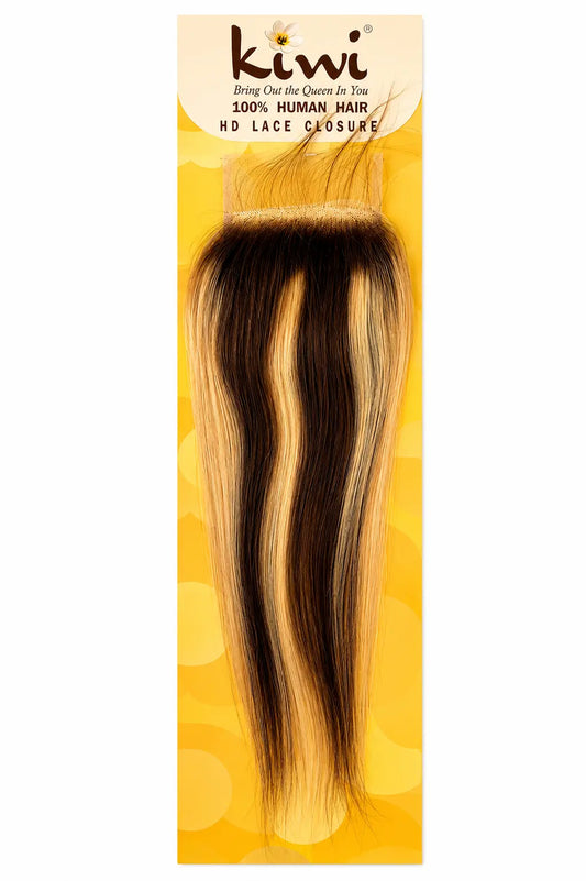 KIWI® HD Lace Closure 4x5 – Highlight Brown Blonde Straight & Body Wave 100% Human Hair KIWI HAIR BEAUTY