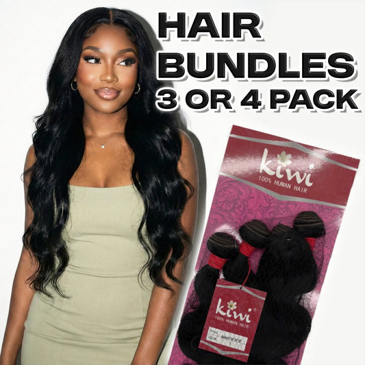 KIWI® 100% Human Hair Bundles – 3 or 4 Pack | Straight, Body Wave, Water Wave | 8–16 Inch My Store