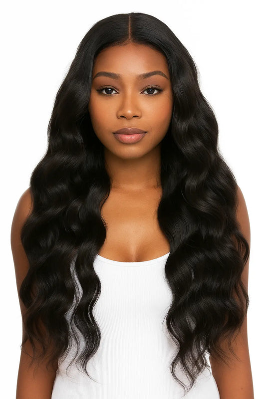 KIWI Body Wave Virgin Human Hair – Black Model, 100% Real Hair, Natural Black