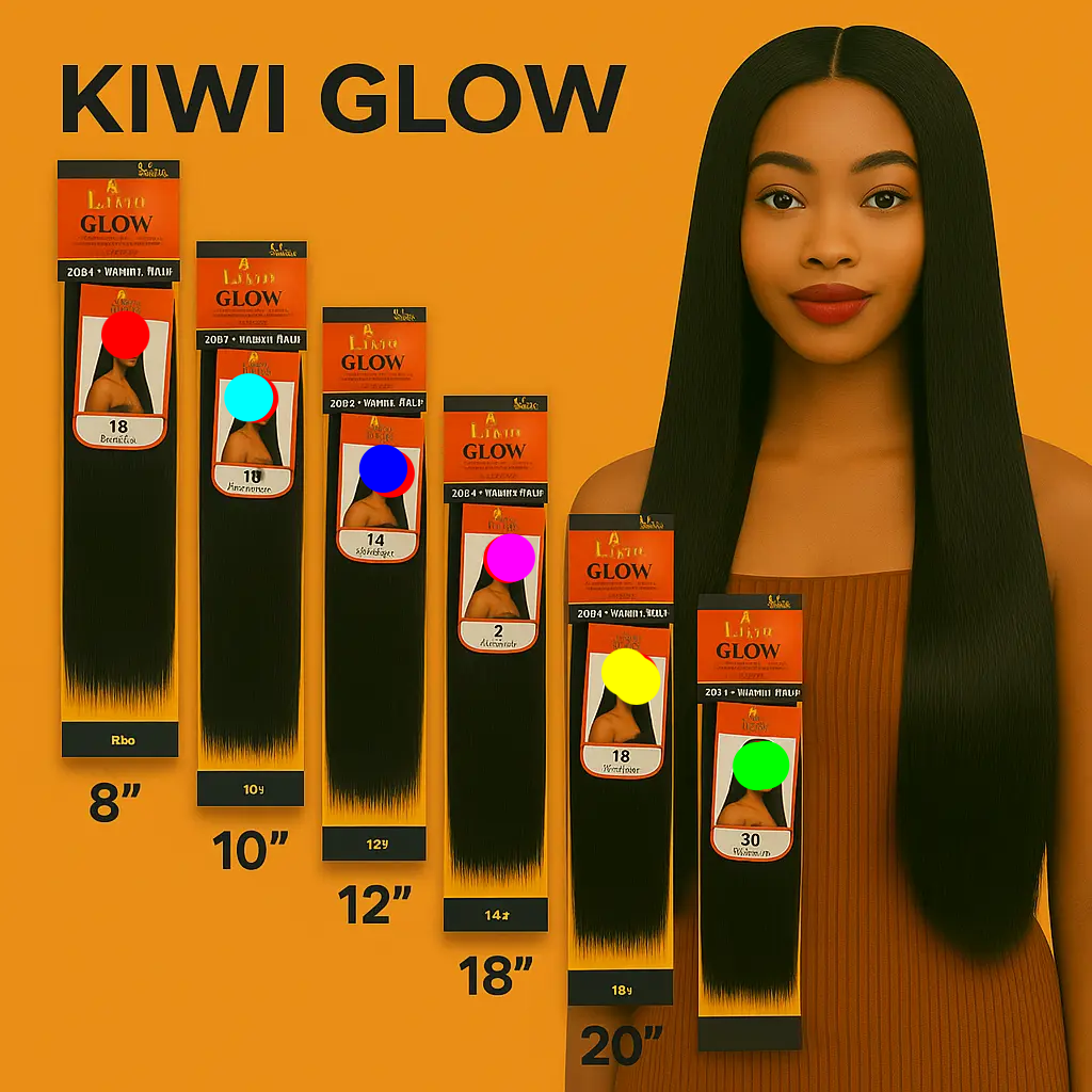 KIWI GLOW Yaki Straight Pack Hair 8’’–20’’ – 100% Human Hair, Relaxed Texture, Sew-in Extension