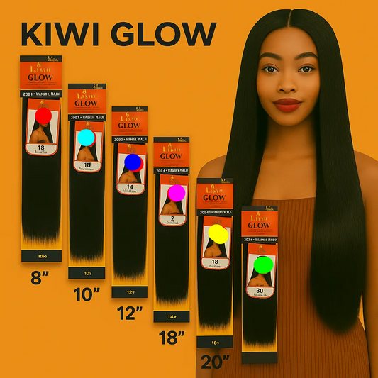 KIWI GLOW Yaki Straight Pack Hair 8’’–20’’ – 100% Human Hair, Relaxed Texture, Sew-in Extension
