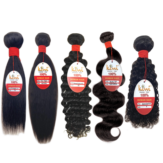 KIWI Virgin Human Hair – Bundle Styles Overview with Straight, Kinky Straight, Body Wave, Deep Wave, and Jerry Curl