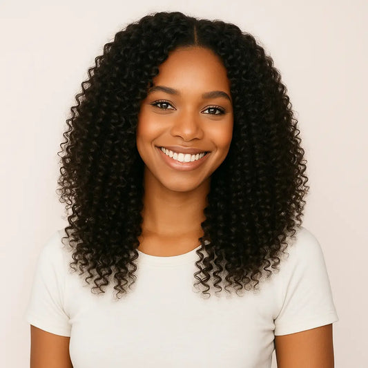 KIWI Jerry Curl Human Hair – Black Model, Virgin Hair, Natural Black, 3 Bundles