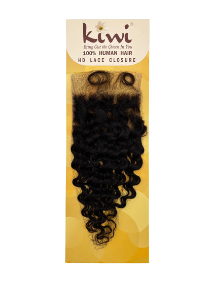 KIWI® 100% Human Hair HD Lace Closure – Straight & Body Wave | 2×6 4×4 4×5 5×5 13×4 Sizes KIWI