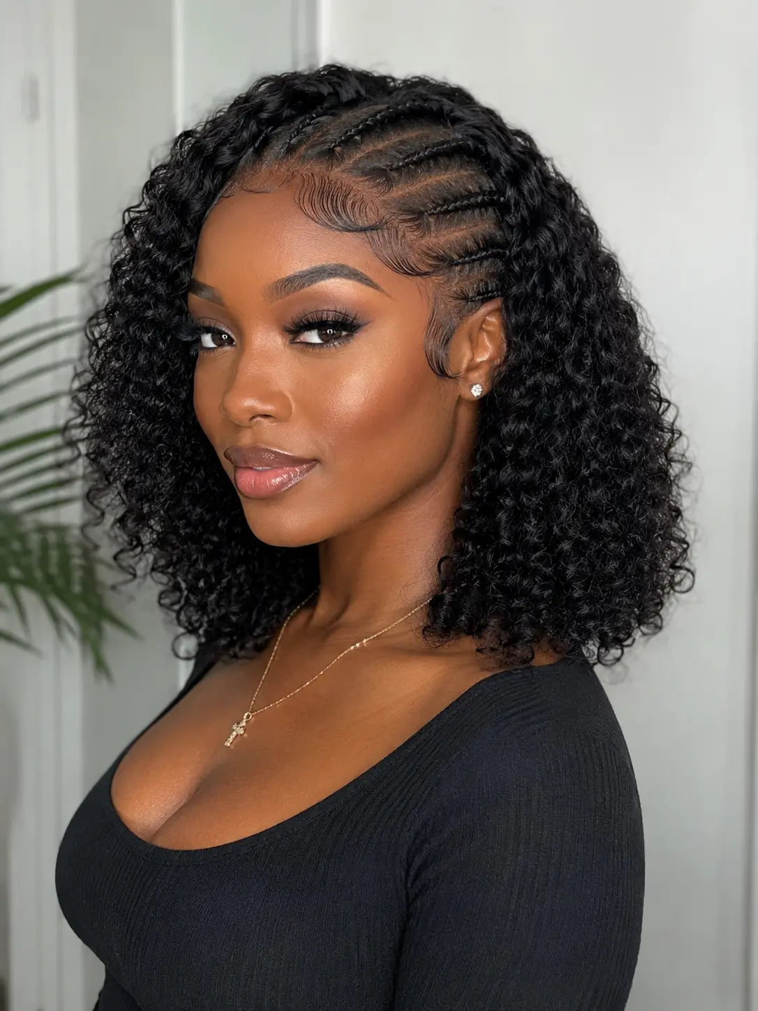 Pre-Braided Jerry Curl Lace Front Wig KIWI HAIR BEAUTY