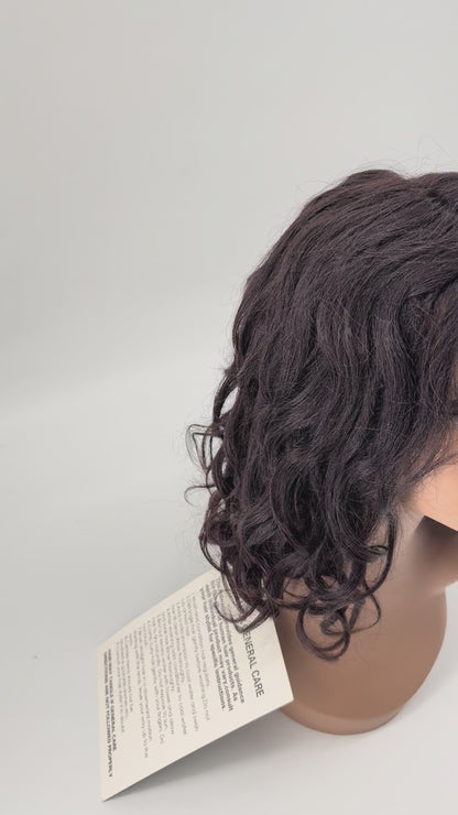 Cindy – Natural Black Wavy Human Hair Lace Front Wig