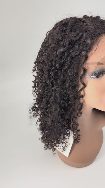 Shoulder-Length Jerry Curly Lace Wig – Natural Curly Human Hair Look