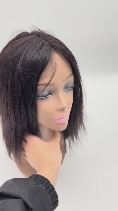 Natural Straight Bob Human Hair Lace Front Wig – Middle Part, Realistic & Lightweight