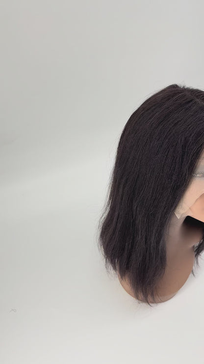 KIWI Angelina 16" Straight 100% Human Hair Lace Front Wig – Natural Black