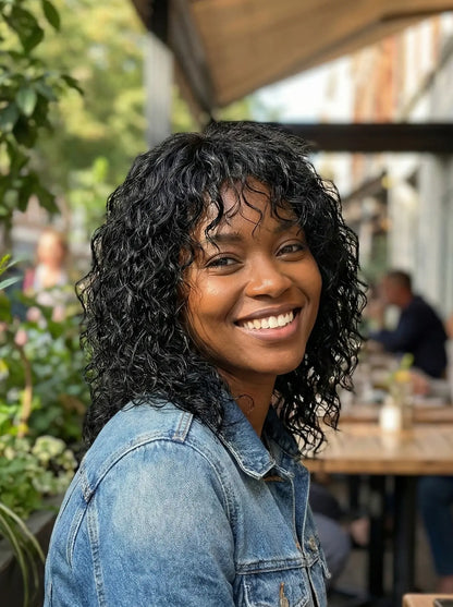 Easy-Go Water Wave Curly Wig with Bangs KIWI HAIR BEAUTY